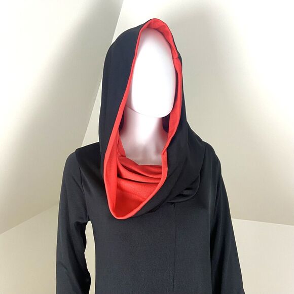 Vintage 70s Hooded Maxi Dress Caftan Cult Gown Cowl Neck M/L/XL Hood Boho Hippy - Picture 4 of 14